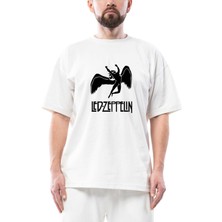 LED Zeppelin Black Angel Oversize Beyaz Tişört