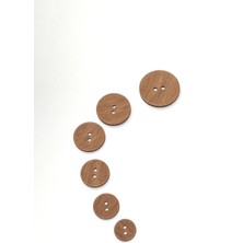 Karan Tuhafiye Ahşap Görünümlü Plastik Düğme / 6 Lı Set Taba /02744 /