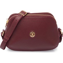 Tergan Bordo Hakiki Deri Kadın Çapraz Askılı Çanta - S25Y1BC78865-M71