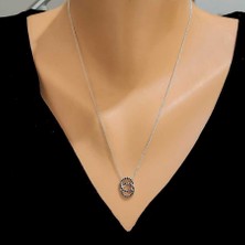 Nusret Takı 925 Ayar Gümüş Oniks Taşlı Çift Halkalı Kolye