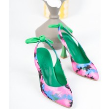 Kadın Renkli Arkası Açık Topuklu Ayakkabı 3054