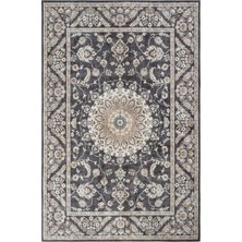 Cool Halı Private Siyah Eskitme Vintage Halı Çiçek Desen Dokuma Şönil Halı Yıkanabilir Salon Halısı