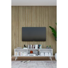 Limnizza Modern Beyaz 3 Kapaklı Tv Ünitesi 140 Cm Geniş Depolama Alanı, Salon, Fonksiyonel Tv Sehpası