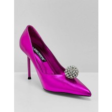 Lescarpe 5053 Ithal Taş Topu Aksesuar Detaylı Stiletto Kadın Topuklu Ayakkabı