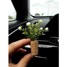 Dekoratif Mini Araç Klima Süsü | El Yapımı Mantar Saksı Çiçek Araba Kokusu | Difüzör Klipsli