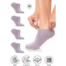 Bambu Kadın Sneaker Renkli Çorap Dikişsiz Görünmez Bilekte Spor Çorap Premium 4'lü Paket