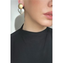 Gold Beyaz Kalp Küpe