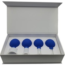 Naturachi Silikon Vakumlu Yeşim Taş Jade Yüz Masaj Kupası 4’lü Set Mavi