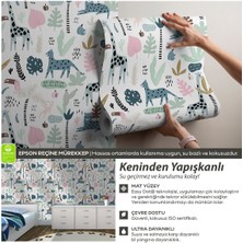 Kendinden Yapışkanlı Minimalist Safari Hayvanları Bebek Çocuk Odası Kolay Uygulanan Duvar Kağıdı