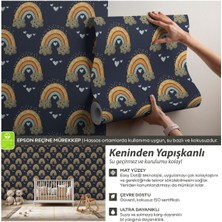 Bohem Süslü Gökkuşağı Desenli Bebek Odası Duvar Kağıdı, Çocuk Odası Duvar Kağıdı