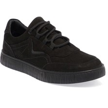Siyah Hakiki Nubuk Deri Erkek Sneaker - E24I1AY56900-A64
