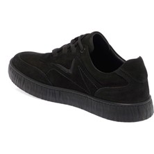 Siyah Hakiki Nubuk Deri Erkek Sneaker - E24I1AY56900-A64