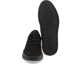 Siyah Hakiki Nubuk Deri Erkek Sneaker - E24I1AY56900-A64
