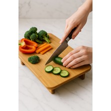 Ciho Bambu Ayaklı Dikdörtgen Kesme Doğrama Tahtası Sunumluk