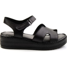 Bambi Siyah Leather Kadın Sandalet K05552008503