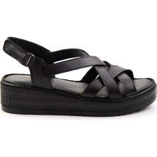 Siyah Leather Kadın Sandalet K05552000803
