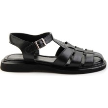 Siyah Leather Kadın Sandalet K05359032303