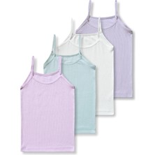 Panfilia Giza Kids %95 Pamuklu Kız Çocuk Fitilli Atlet Fanila Iç Çamaşır 4lü Set