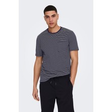 Only & Sons Onsbale Çizgili % 100 Pamuk Regular Fit Bisiklet Yaka T Shirt Erkek T Shirt 22025680