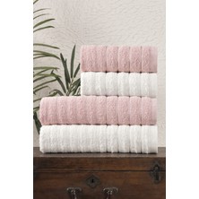 4lü Havlu Seti Dalga 50X85CM(2AD.)+70X140CM(2AD.) Pudra-Krem