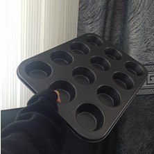 Home 12'li Yanmaz Yapışmaz Muffin Kek Kalıbı/fırın Kalıbı/ Muffin Kalıbı/ Kek Kalıbı (100 Adet Kağıt Hediyeli)