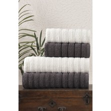 4lü Havlu Seti Dalga 50X85CM(2AD.)+70X140CM(2AD.) Antrasit-Krem