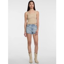 Guess Kadın Açık Mavi Yüksek Bel Vintage Şort