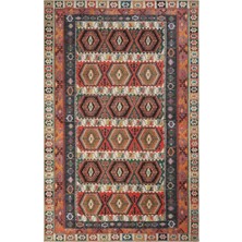 Cool Halı Private Renkli Eskitme Vintage Halı Kilim Otantik Dokuma Şönil Halı Yıkanabilir Salon Halısı