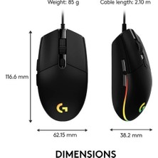 Logitech 910-005796 G203 Optik Kablolu Gaming Oyuncu Mouse Makrolu Siyah Optik