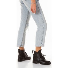 Kadın Hakiki Deri Fermuarlı Bağcıklı Bot 5091