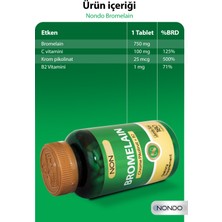 Nondo Bromelain 750 Mg 180 Tablet (Jumbo Boy 3 Aylık Kullanım Bromelian Krom Pikolinat, B2 Vitamini)