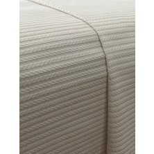 Zeren Home Saç Örgü Modelli Çift Kişilik Pamuklu Pike Krem 220 x 220 cm