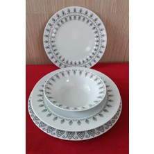 Kütahya Porselen Leonberg 24 Parça Beyaz Porselen Yemek Takımı 6 Kişilik Yaldızlı Tasarım