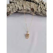 Luna Jewelry Kadın Gold Renk Zirkon Taşlı Tiger 316 L Çelik Kolye