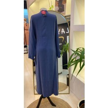 Invee Modal Elbise Kemerli Saks 6958