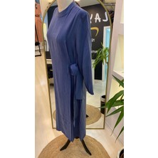 Invee Modal Elbise Kemerli Saks 6958