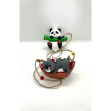 Balkon Duvar Süsü Duvar Ağaç Bahçe Dekorasyonu Koala Panda Sarkaç 2’li Set