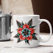 Kuppa Kuppa Çiçekli Kahve Kupası, Çiçek Illüstrasyon Kupa