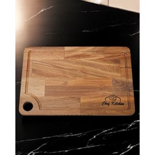 Royal Hediyelik 32X22 Sebze, Meyve Doğrama, Sunum, Servis Tahtası Chef Kitchen Yazılı Kesme Tahtası