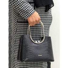 Krıste Bell 7140-T Timsah Siyah Rugan Askılı Şık Kadın Omuz Çanta