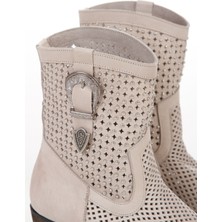 İnyola Shoes 8013 Kadın Hakiki Deri Yandan Tokalı  Yazlık Bot Taş Rengi