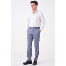 Workman® Flexbelt™ Kızaklı Iç Mavi Mavi-Beyaz Desenli Erkek Pantolon: Gizli Esnek Bel Tasarımıyla Gün Boyu Konfor