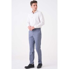 Workman® Flexbelt™ Kızaklı Iç Mavi Mavi-Beyaz Desenli Erkek Pantolon: Gizli Esnek Bel Tasarımıyla Gün Boyu Konfor