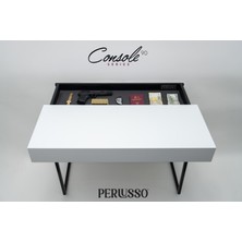 PERLUSSO-CONSOLE90-BEYAZ-LAKE Gizli Bölmeli Dresuar