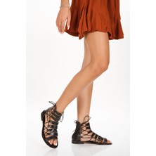 İnyola Shoes Kadın Hakiki Deri Ip Detaylı Bodrum Sandaleti 6256