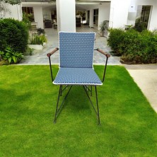 40*80 Duck Kumaş Petrol Mavisi Papatya Desenli 4  cm  Lik Sırtlı Sandalye Minderi