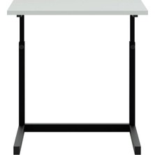 Modern Metal Ayaklı Yükseklik Ayarlı Laptop Sehpası - C Tasarım Yan Sehpa - 70 x 40  cm  - Ahşap Üst Tabla