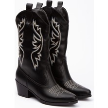 Kadın Cilt Nakışlı Western Kovboy Çizme 7014