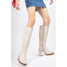 İnyola Shoes 7009 Siyah Kırışık Rugan Fermuarlı Kadın Çizme