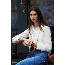 Beyaz Saten Smart Casual Gömlek